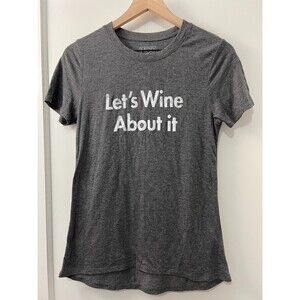 Modern Lux Women's Let's Wine About It Charcoal Grey Tee T-Shirt Top Size M